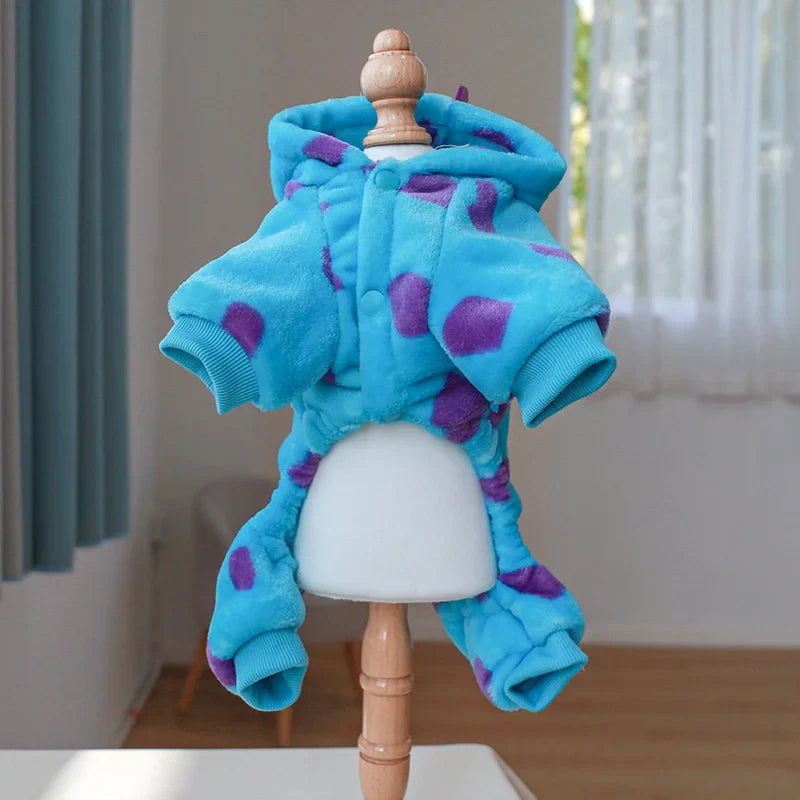 Plush Dinosaur Pet Costume | Winter Jumpsuit