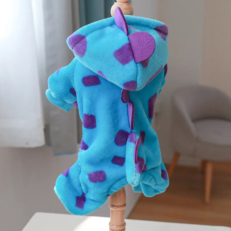 Plush Dinosaur Pet Costume | Winter Jumpsuit